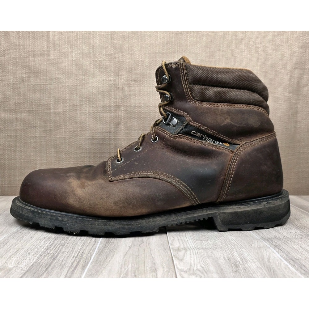 Carhartt Traditional Welt 6" Brown Leather Soft Toe Work Boots CMW6174 Mens 13W - Picture 5 of 10